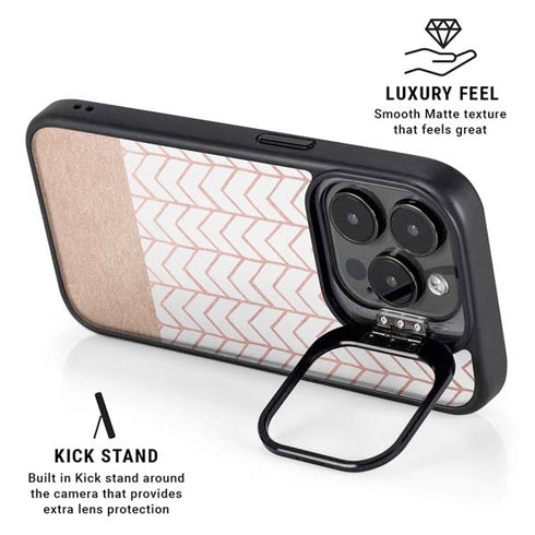 Rose Gold Herringbone iPhone 16 Pro Kickstand Case